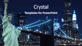 Presentation with brooklyn bridge - Amazing theme having liberty at night lights backdrop and a navy blue colored foreground