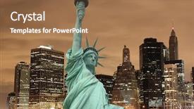  Presentation with liberty - Colorful PPT theme enhanced with liberty at night lights backdrop and a coral colored foreground