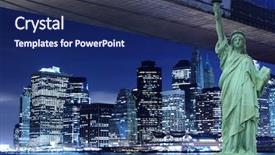  Presentation with brooklyn bridge - Slide deck having liberty at night lights background and a  colored foreground