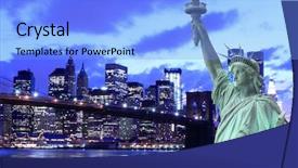  Presentation with brooklyn bridge - Colorful slide set enhanced with liberty at night new backdrop and a  colored foreground