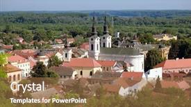 Presentation with liberty - Beautiful presentation theme featuring liberty bell - sremski karlovci historic town serbia backdrop and a coral colored foreground