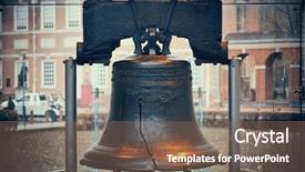  Presentation with philadelphia - Amazing PPT theme having liberty bell and independence hall backdrop and a violet colored foreground