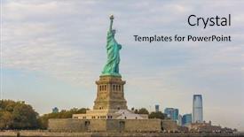  Presentation with new york city - Presentation design having statue of liberty new york background and a light gray colored foreground