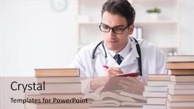 Presentation with medical student - Theme consisting of library - medical student preparing for university background and a coral colored foreground