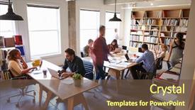  Presentation with library - Presentation design consisting of library - overhead view of businesspeople working background and a tawny brown colored foreground