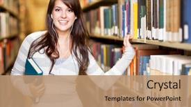  Presentation with college campus - Slides with library - portrait of a mixed race background and a coral colored foreground