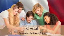  Presentation with college students - Cool new PPT layouts with library against digitally generated french backdrop and a coral colored foreground