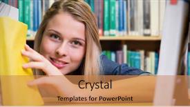  Presentation with multi - Amazing presentation design having library against multi colored books backdrop and a coral colored foreground