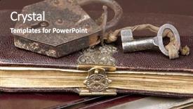  Presentation with padlock - Presentation theme having library antique - padlock and key on very background and a violet colored foreground