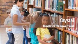  Presentation with school elementary - Amazing presentation theme having library at the elementary school backdrop and a tawny brown colored foreground