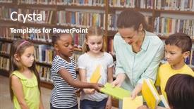  Presentation with career day - PPT theme with library at the elementary school background and a violet colored foreground