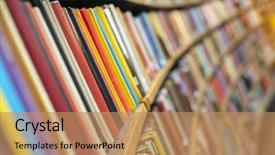  Presentation with library - Beautiful PPT layouts featuring library books close up backdrop and a coral colored foreground
