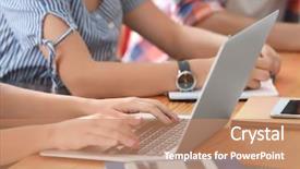  Presentation with student farewell - Cool new slide deck with library cafe - student with laptop studying indoors backdrop and a  colored foreground