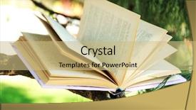  Presentation with cartoon - Amazing presentation theme having library cartoon - book on tree branch close-up backdrop and a coral colored foreground