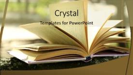  Presentation with education book or tree - Audience pleasing PPT theme consisting of library cartoon - book on tree branch close-up backdrop and a blonde colored foreground