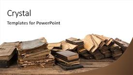  Presentation with books - Amazing theme having library collection - vintage old books on wooden backdrop and a  colored foreground