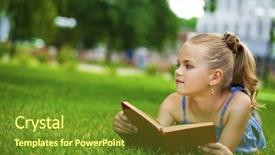  Presentation with girl reading - Cool new PPT layouts with free library - portrait of beautiful happy little backdrop and a  colored foreground