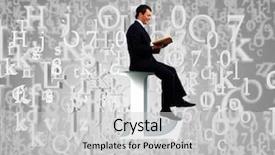  Presentation with letter - Beautiful presentation theme featuring free library - young businessman sitting on letter backdrop and a  colored foreground