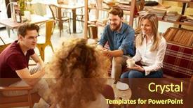  Presentation with young people diversity - Colorful PPT theme enhanced with people friendly talk in cafe backdrop and a tawny brown colored foreground