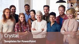  Presentation with multi cultural - PPT layouts enhanced with library management - portrait of multi-cultural business team background and a coral colored foreground