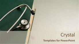  Presentation with books - Slide deck with library medical - stethoscope and books on white background and a lemonade colored foreground