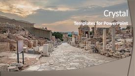  Presentation with city street - Amazing slide set having library of celsus in ephesus backdrop and a coral colored foreground
