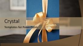  Presentation with book holy bible table - PPT theme enhanced with library rules - book with ribbon as gift background and a  colored foreground