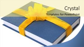  Presentation with gift ribbon - Cool new presentation design with library rules - book with ribbon as gift backdrop and a  colored foreground