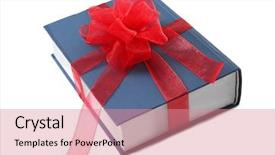  Presentation with gift ribbon - Presentation with library rules - book with ribbon as gift background and a  colored foreground