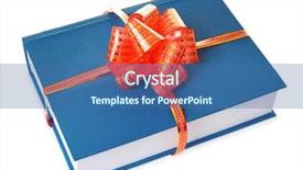  Presentation with chapter book - Presentation design with library rules - book with ribbon as gift background and a  colored foreground