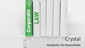  Presentation with law books - Beautiful PPT layouts featuring library rules - books on shelf corporate law backdrop and a light gray colored foreground