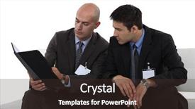  Presentation with report - Presentation theme having library rules - businessmen reading a report background and a tawny brown colored foreground