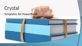  Presentation with gift ribbon - PPT theme having library rules - stack of books with ribbon background and a  colored foreground