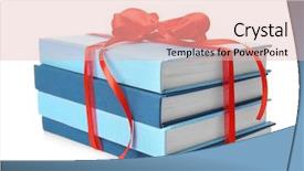  Presentation with gift ribbon - Amazing presentation theme having library rules - stack of books with ribbon backdrop and a lemonade colored foreground