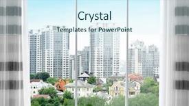  Presentation with cityscape - Theme featuring libre office - cityscape view through modern window background and a sky blue colored foreground
