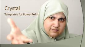  Presentation with angry - Cool new PPT theme with libya - angry woman backdrop and a sky blue colored foreground