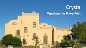  Presentation with house - PPT theme featuring libya - arabian house 2 background and a teal colored foreground