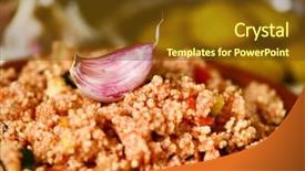  Presentation with couscous - PPT theme enhanced with libya - closeup of an earthenware casserole background and a tawny brown colored foreground