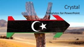  Presentation with dry - Audience pleasing presentation theme consisting of libya flag wooden sign backdrop and a light blue colored foreground