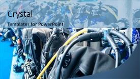  Presentation with scuba diving - PPT theme consisting of licences - boat carrying oxygen flasks background and a light blue colored foreground