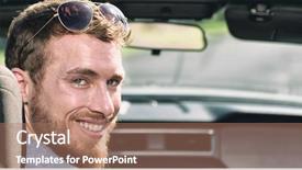  Presentation with sports car - Theme enhanced with licences - car driving man driver smiling background and a coral colored foreground