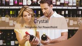  Presentation with bottle - Amazing presentation theme having licences - casual couple looking at wine backdrop and a coral colored foreground