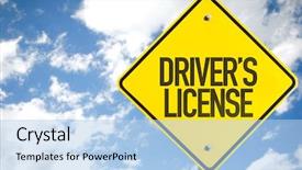  Presentation with driver - Presentation design with licences - driver's license sign with sky background and a light blue colored foreground