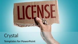  Presentation with patent license agreement licensing business - Beautiful slide set featuring licences - license backdrop and a light blue colored foreground