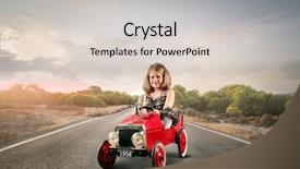  Presentation with girl in red dress - Colorful PPT layouts enhanced with licences - little blonde girl travelling backdrop and a light gray colored foreground