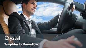  Presentation with driving - Colorful slide deck enhanced with licences - man driving his car backdrop and a tawny brown colored foreground