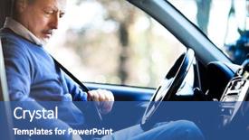  Presentation with seat belt in car safety - Amazing PPT theme having licences - man fastening safety bealt backdrop and a ocean colored foreground