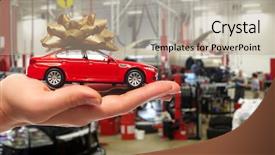  Presentation with auto dealership - Beautiful slide set featuring licences - new car gift auto dealership backdrop and a coral colored foreground