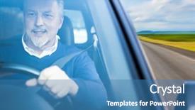  Presentation with driving - Colorful slide deck enhanced with licences - portrait of a man driving backdrop and a teal colored foreground