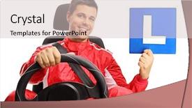  Presentation with race car a red racing - Slides featuring licences - racer in a car seat background and a lemonade colored foreground